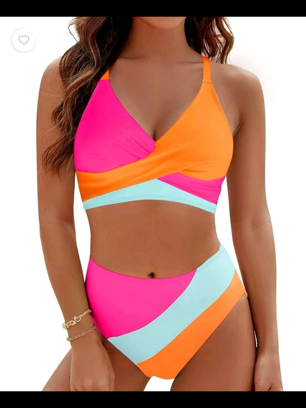 Rosvigor Women Colourblock Swimsuits Two Piece Bikini Bathing Suits Summer-2XL
